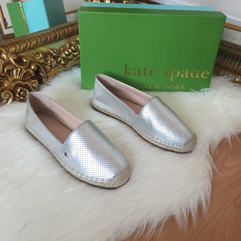 Kate Spade Gianna Nappa Silver Espadrilles